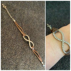 Infinity Rhinestone & Leather Bracelet